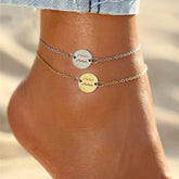 Stainless Steel Gold Plated Zodiac Disc Ankle Bracelet